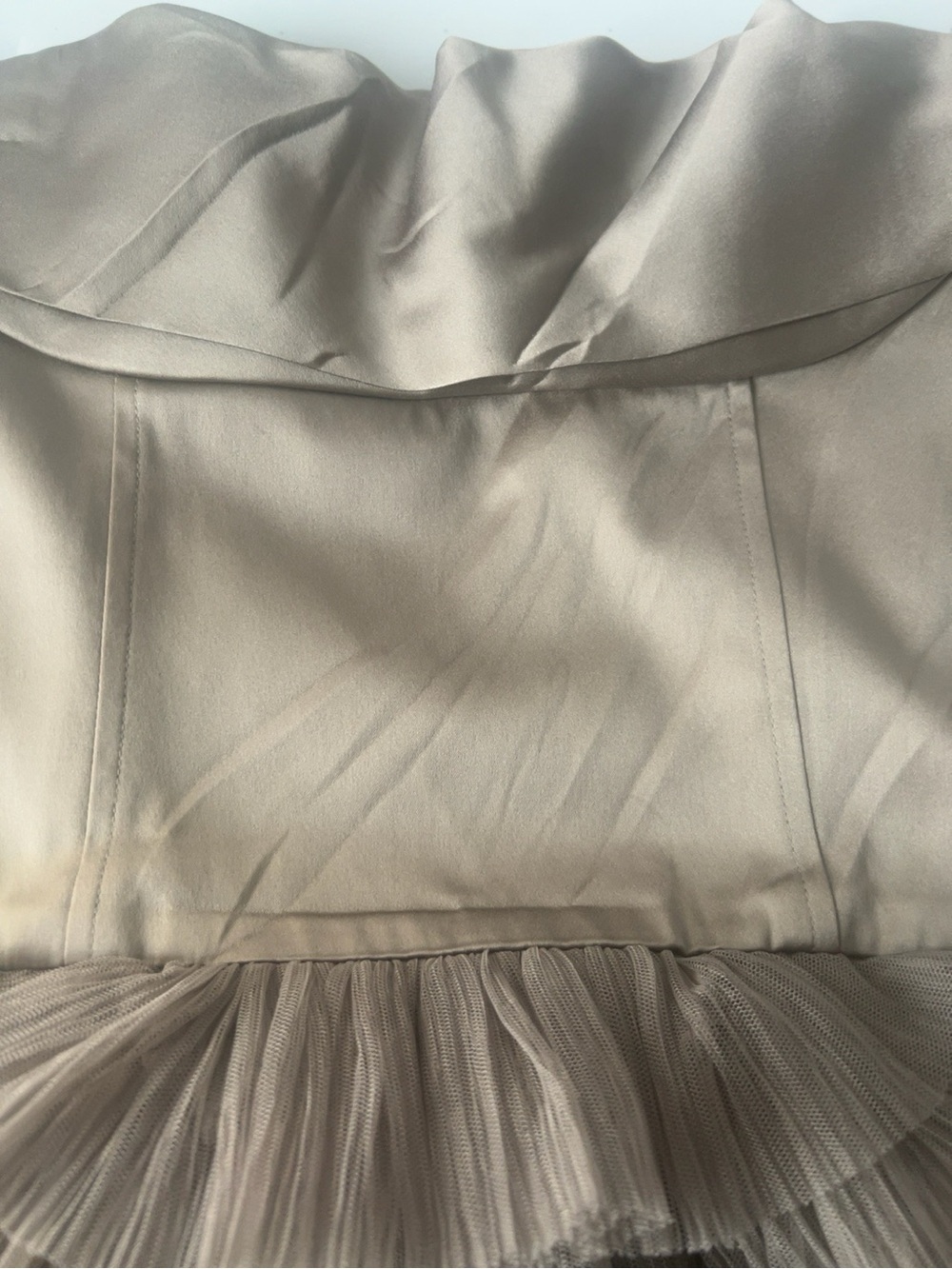 BCBG Max Azria Strapless Taupe Tiered Tulle Cocktail Dress Women’s Sz 6 Romantic - Picture 4 of 9